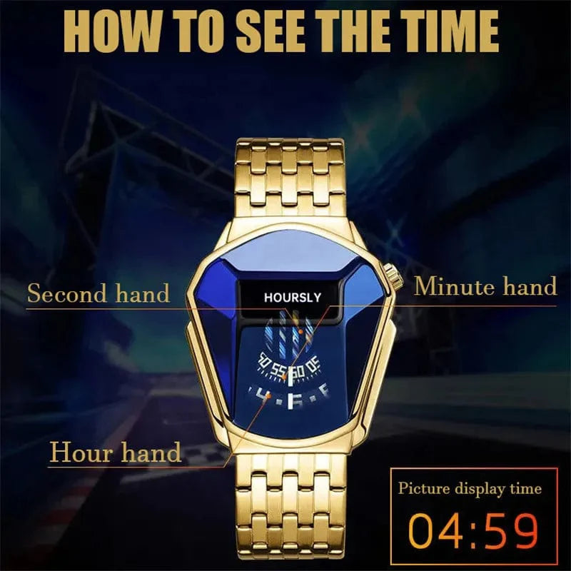 Showlu Fashion men's quartz wrist watch with stainless steel band, stylish and modern design perfect for men's fashion accessories.