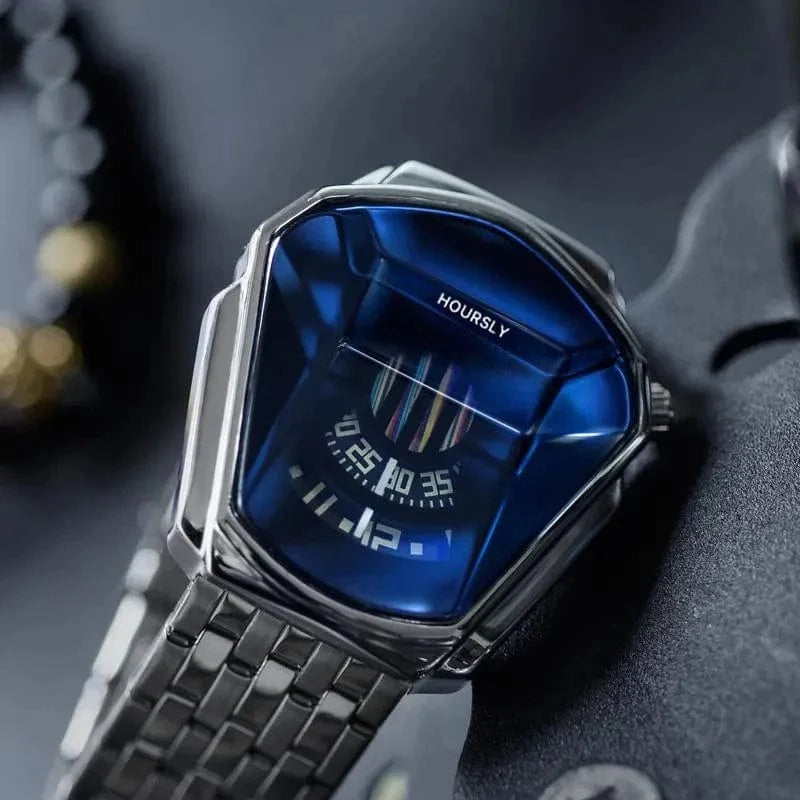 Stainless steel M.A.W men's quartz wrist watch with sleek design, showcasing modern fashion and timekeeping technology.