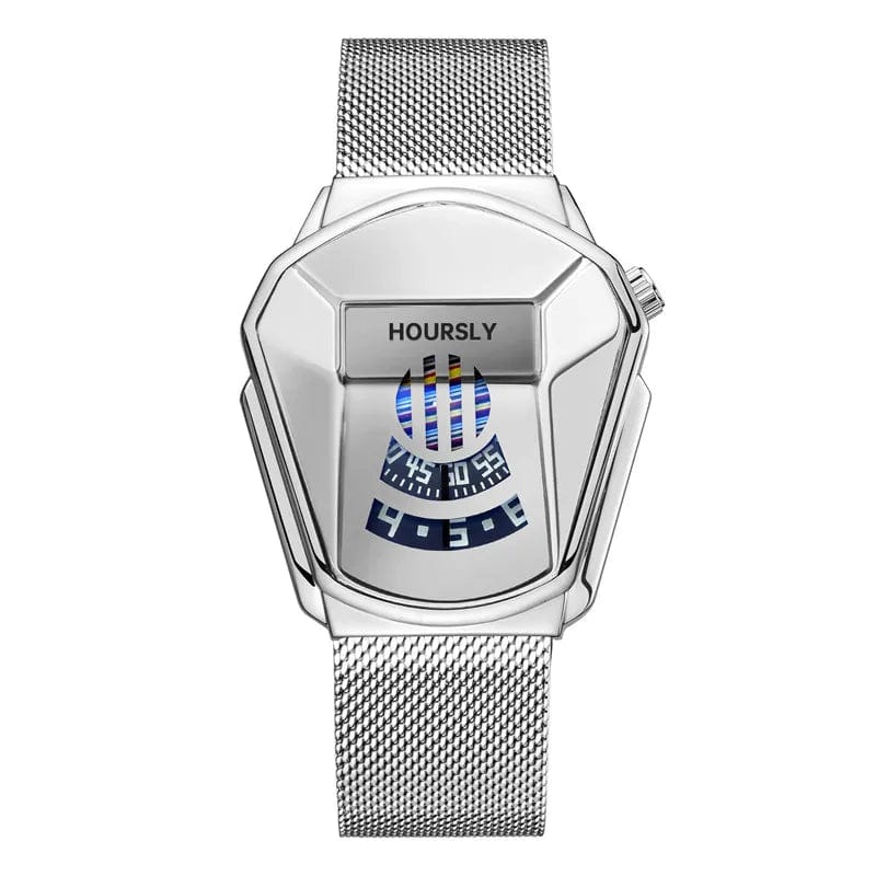 Men's stainless steel quartz wrist watch with a sleek, modern design, featuring a trendy and durable timepiece for everyday wear.