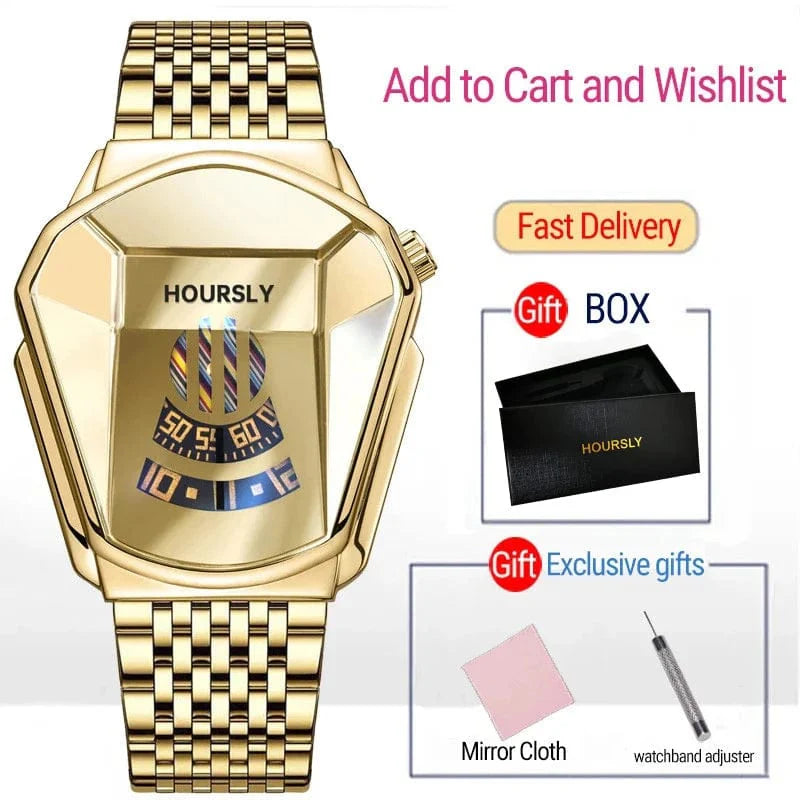 Men's M.A.W quartz wrist watch with stainless steel band, stylish and modern fashion watch for men.