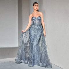 Luxury Lace Party Dress Strapless Floor Length Mermaid Evening Gown For Woman Custom Glitter Christmas Fiesta 2023 Prom Wear - SHOWLU FASHION STORE