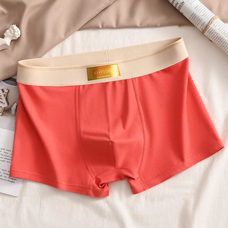 Showlu Men's cotton boxer shorts with breathable spandex for comfort, featuring a relaxed fit and stylish design.