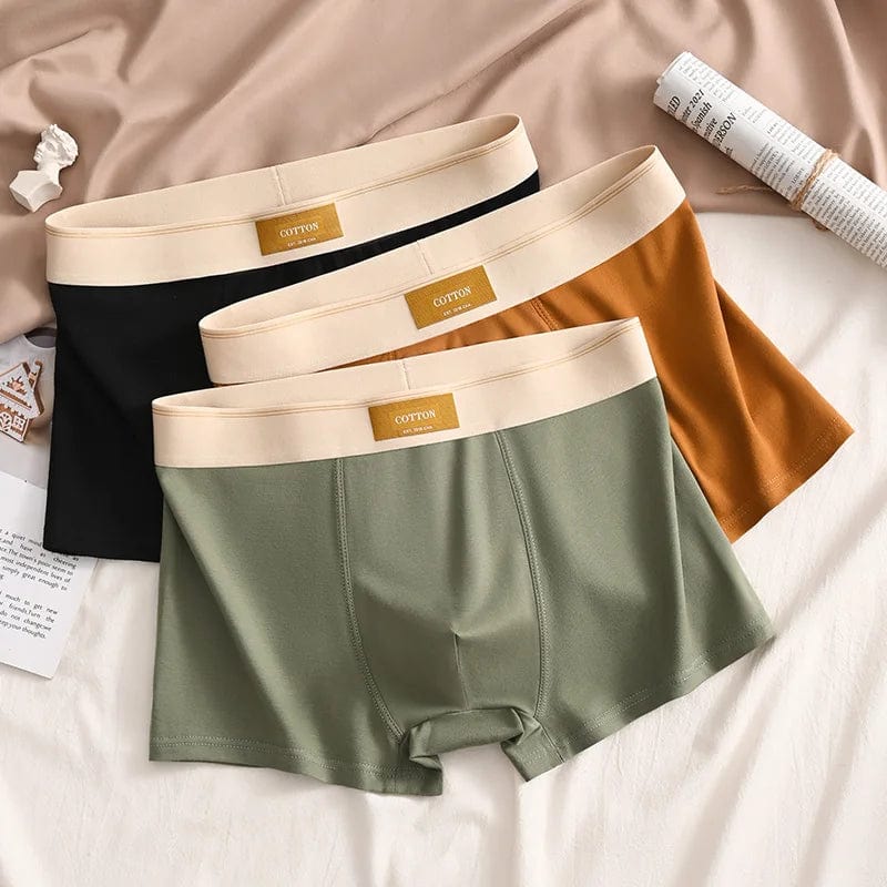 Showlu men's breathable cotton boxer shorts with comfortable spandex, soft fabric, and a relaxed fit for everyday wear.