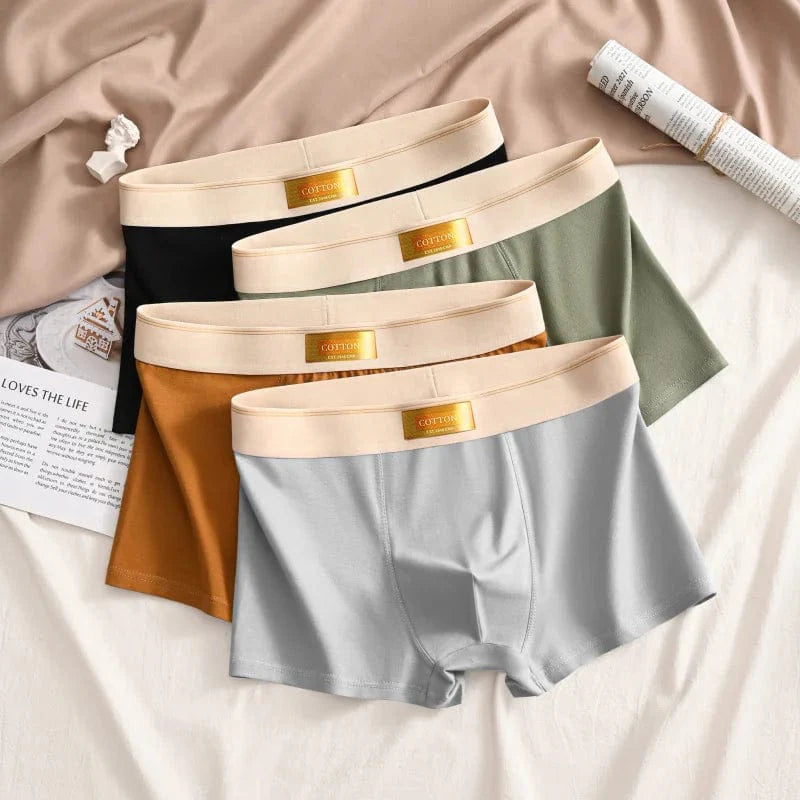 Showlu men's cotton boxer shorts with breathable spandex, comfortable fit, suitable for plus size, ideal for everyday underwear.