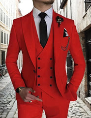 Luxury Men's Suit Peak Lapel Business Suit 3piece Blazer+Vest+Pants Tuxedo for Wedding Groom Tuxedo Elegant High Quality 2024 - SHOWLU FASHION STORE