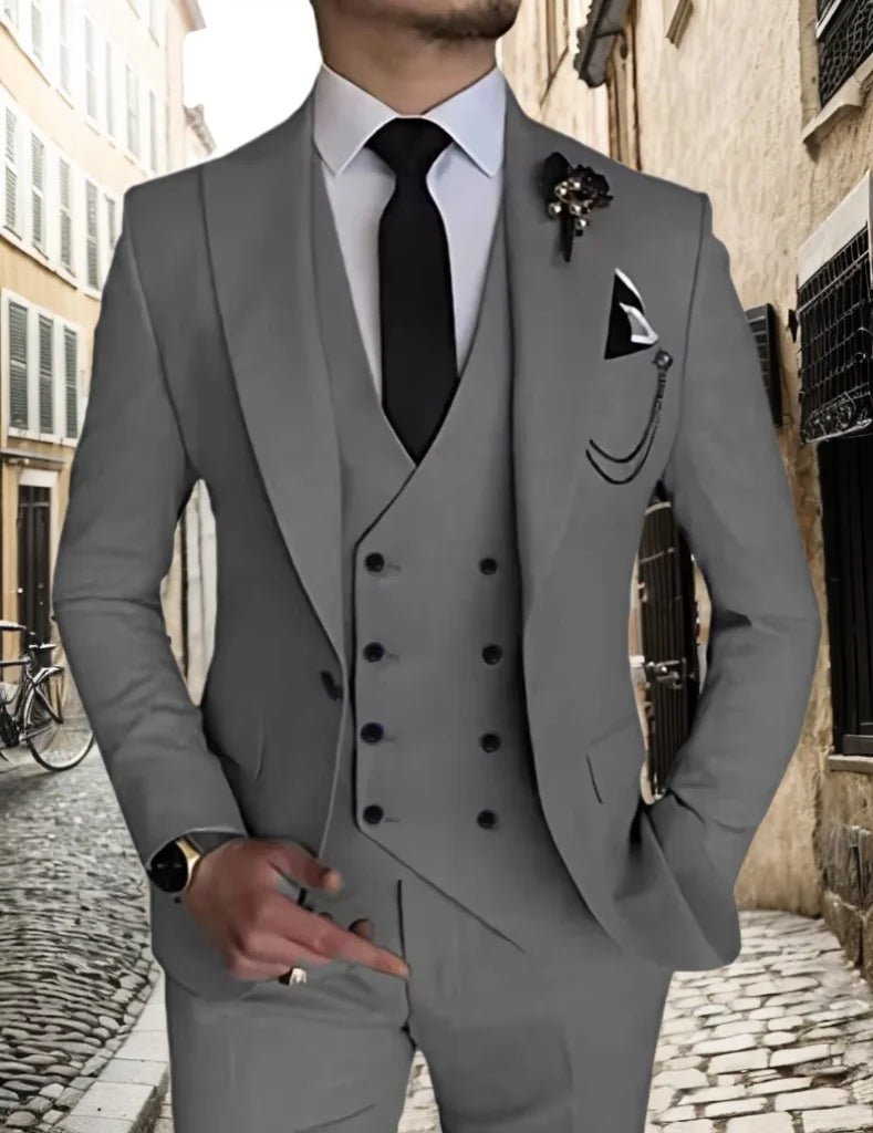 Luxury Men's Suit Peak Lapel Business Suit 3piece Blazer+Vest+Pants Tuxedo for Wedding Groom Tuxedo Elegant High Quality 2024 - SHOWLU FASHION STORE