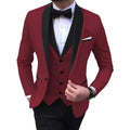 Showlu Fashion men's slim fit 3-piece suit with single-breasted polyester jacket, vest, and trousers for formal occasions and weddings.