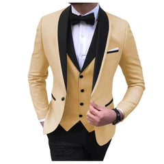 Luxury Men's Suit Slim Fit 3 - Piece Set Men's Suit Wedding Evening Parties Prom Dances Ceremony Groom Fashion Single Button Coat - SHOWLU FASHION STORE