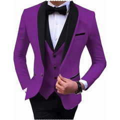 Luxury Men's Suit Slim Fit 3 - Piece Set Men's Suit Wedding Evening Parties Prom Dances Ceremony Groom Fashion Single Button Coat - SHOWLU FASHION STORE