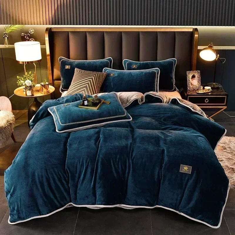 Luxury Milk Velvet Ultra - thick Warm Bedding Set for Winter Warmth Skin - friendly Duvet Cover Set King Antistatic Quilt Cover Sets - SHOWLU FASHION STORE