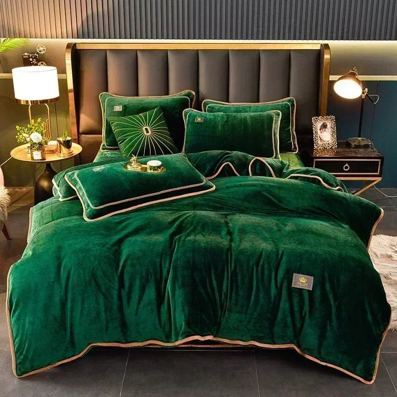 Zebyis Milk Velvet Bedding Set by SHOWLU FASHION STORE with thick, warm, skin-friendly milk velvet duvet cover and pillowcases for winter.