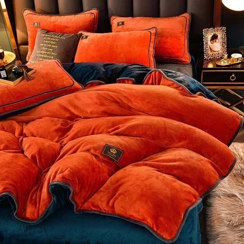 Luxury Zebyis Milk Velvet Bedding Set with thick winter duvet cover and pillowcases, skin-friendly and warm for cold nights.