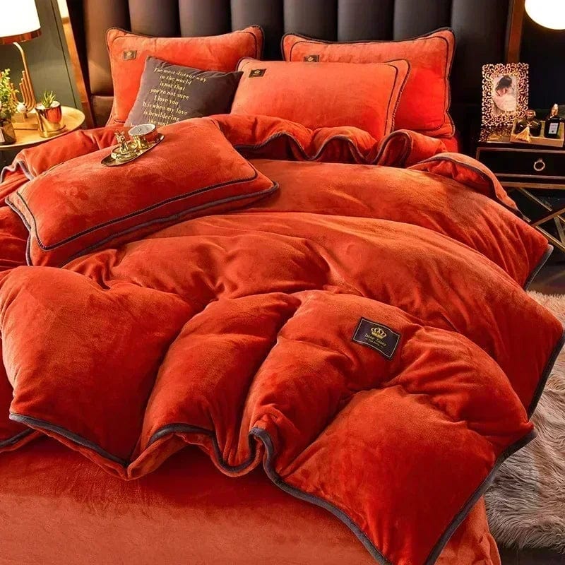 Zebyis Milk Velvet Bedding Set by SHOWLU FASHION STORE with thick, warm, skin-friendly duvet cover and pillowcases for winter.