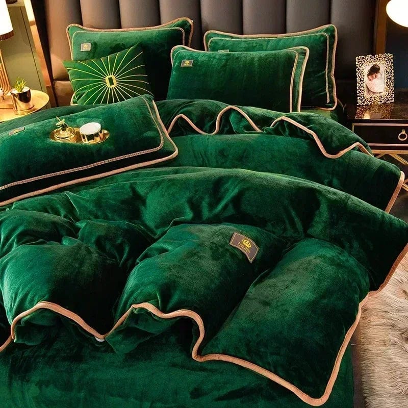 Milk velvet bedding set by SHOWLU FASHION STORE with thick, warm duvet cover and pillowcases for winter comfort.