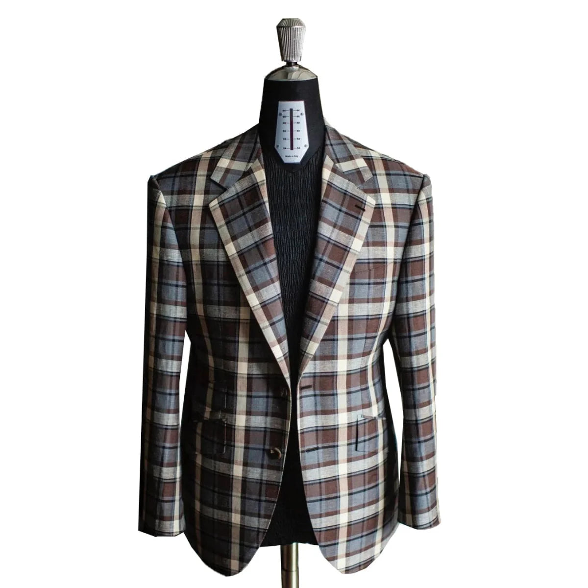 Luxury plaid men's wedding blazer by SHOWLU FASHION STORE, double-breasted tuxedo jacket with notch lapel, slim fit groom wear.