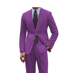 Luxury Purple Suit for Men Single Breasted 2 Piece Jacket Pants Costume Homme Formal Business Gentleman Slim Fit Blazer Set - SHOWLU FASHION STORE