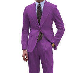 Luxury Purple Suit for Men Single Breasted 2 Piece Jacket Pants Costume Homme Formal Business Gentleman Slim Fit Blazer Set - SHOWLU FASHION STORE