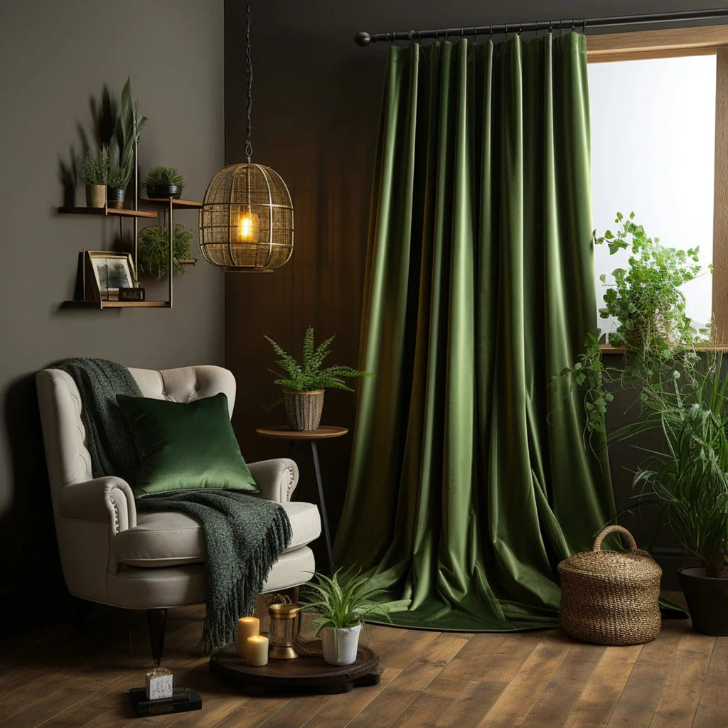 Luxury velvet curtains from Showlu Fashion, thermal heavy window drapes in rich red for living room or bedroom decor.