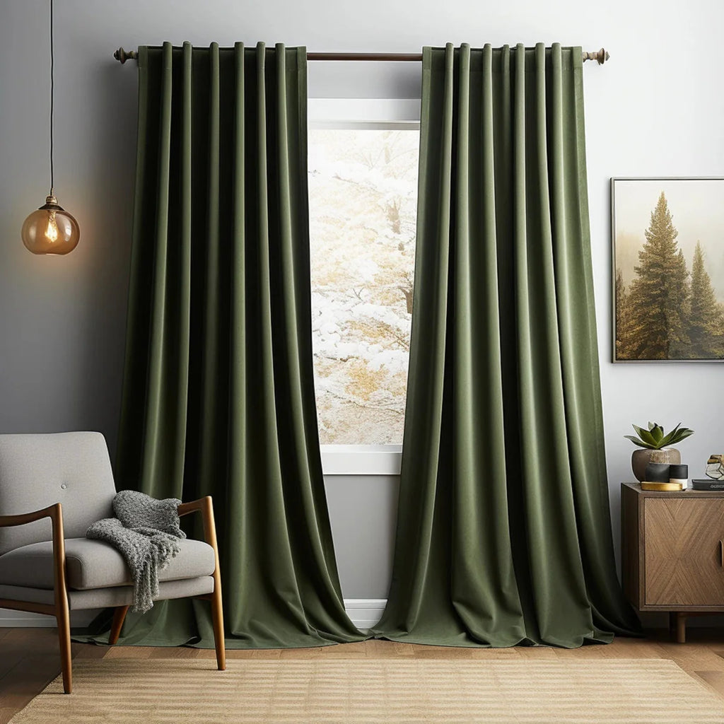 Luxury velvet curtains from Showlu Fashion, thick thermal window drapes in rich red for living room or bedroom decor.
