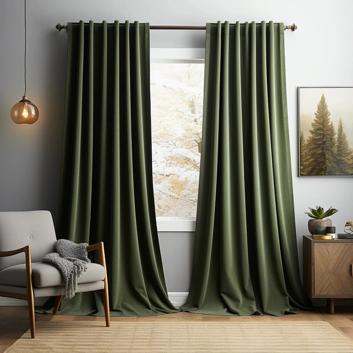 Luxury velvet curtains from Showlu Fashion, thick thermal window drapes in rich red for living room or bedroom decor.
