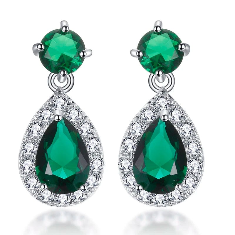 Showlu Fashion cubic zirconia water drop dangle earrings with elegant round stones, perfect for bridal wedding jewelry.