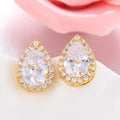 Showlu Fashion Water Drop Dangle Earrings with cubic zirconia, elegant bridal jewelry for women, perfect for weddings and special occasions.