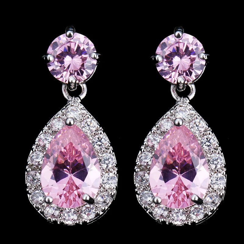 Elegant cubic zirconia water drop dangle earrings for women, perfect for bridal and wedding jewelry by Showlu Fashion Store.