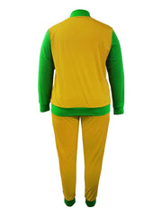 LW Plus Size Zipper Design Patchwork Pants Set Women Color Block Mandarin Collar Tracksuits Long Sleeve Two Pieces Outfits - SHOWLU FASHION STORE