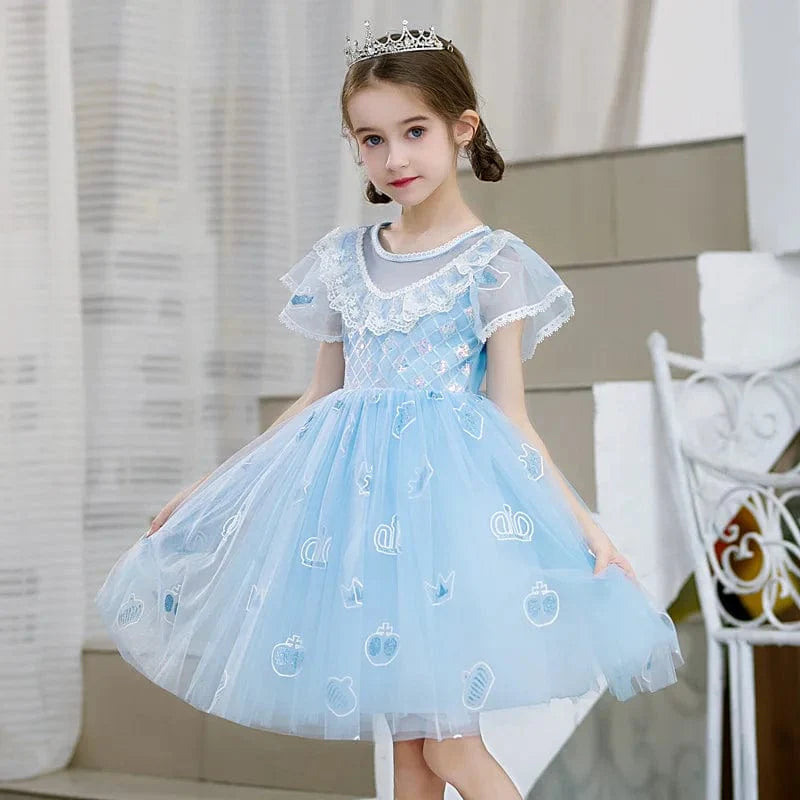 LZH Kids Elsa Princess dress from Showlu Fashion Store featuring a blue costume for girls' Halloween, carnival, or birthday party.
