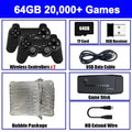 Yecktegj M8 Retro Video Game Console in black with wireless controller, 4K HD output, and 20,000 built-in classic games.