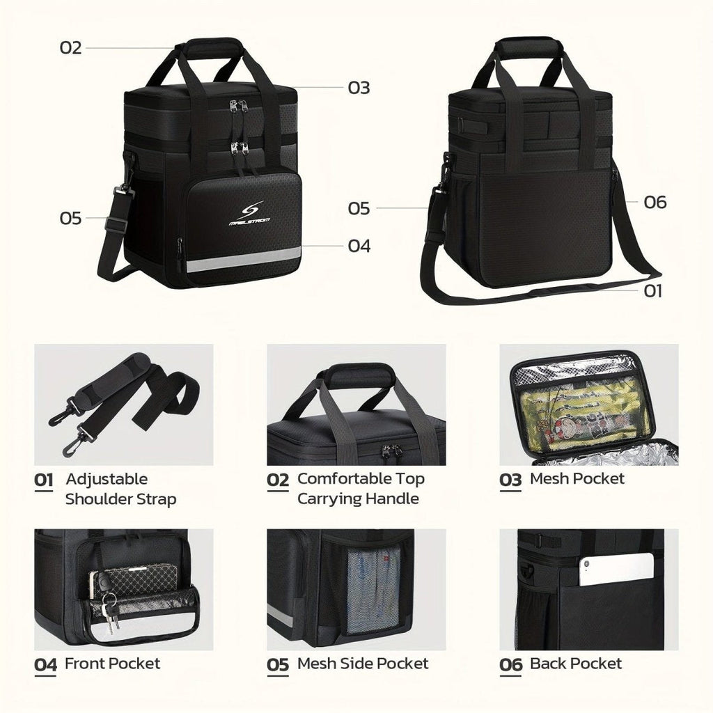 Maelstrom insulated 17L lunch bag by Showlu Fashion Store, leakproof PVC cooler tote for men and women with carrying handles.