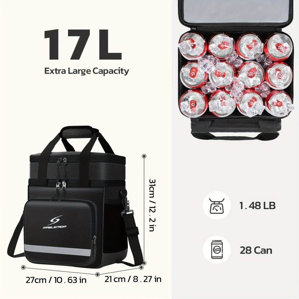 Maelstrom insulated 17L lunch bag by Showlu Fashion Store, leakproof PVC cooler tote for men and women, with spacious interior.
