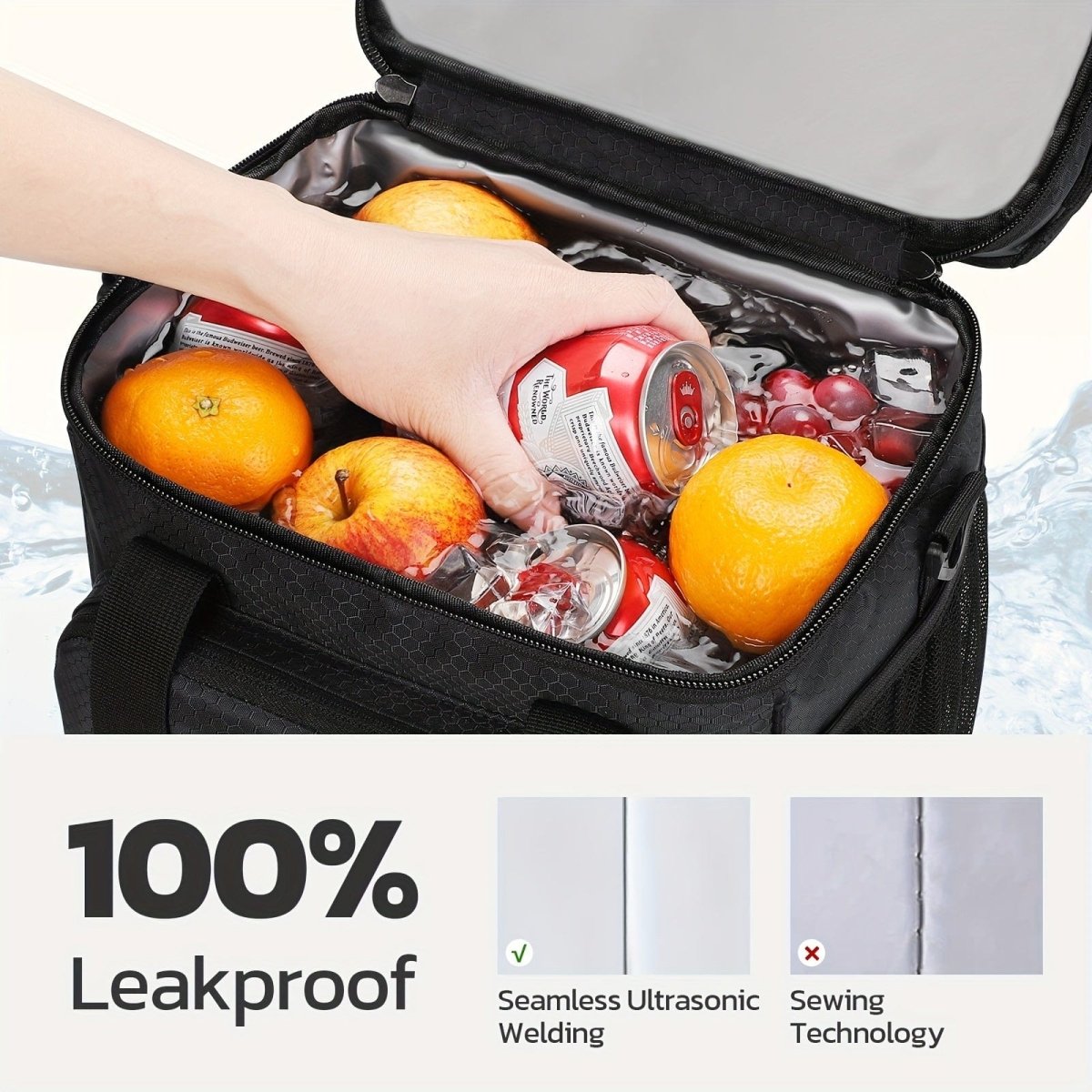 Maelstrom insulated 17L lunch bag from Showlu Fashion Store, leakproof PVC cooler tote with carrying handle for men and women.