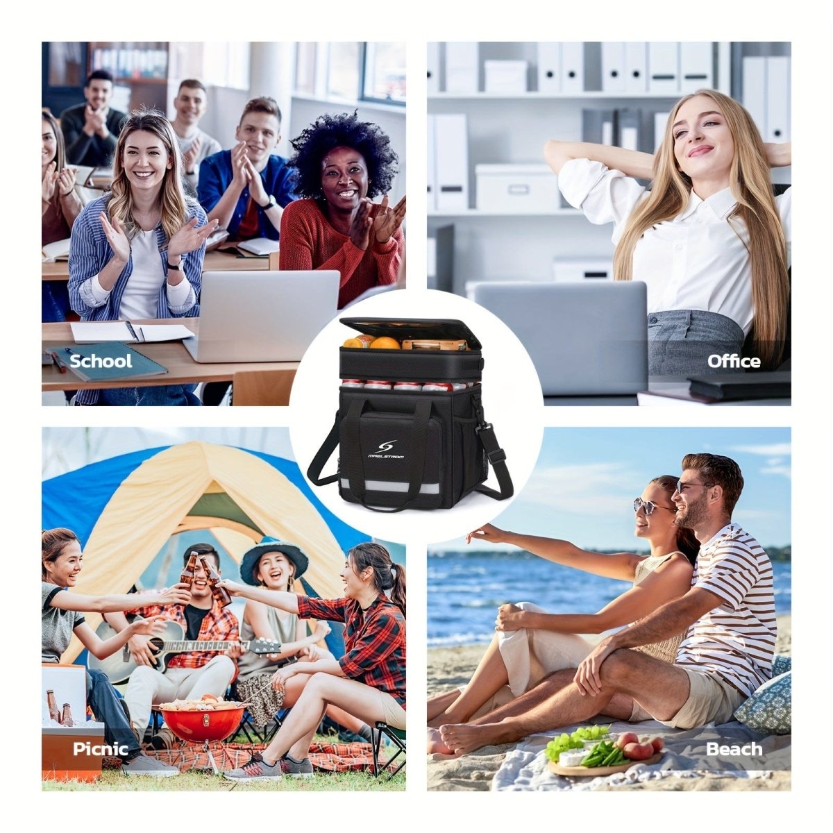 Maelstrom insulated 17L lunch bag by Showlu Fashion Store, leakproof PVC cooler tote for men and women, with a spacious design.