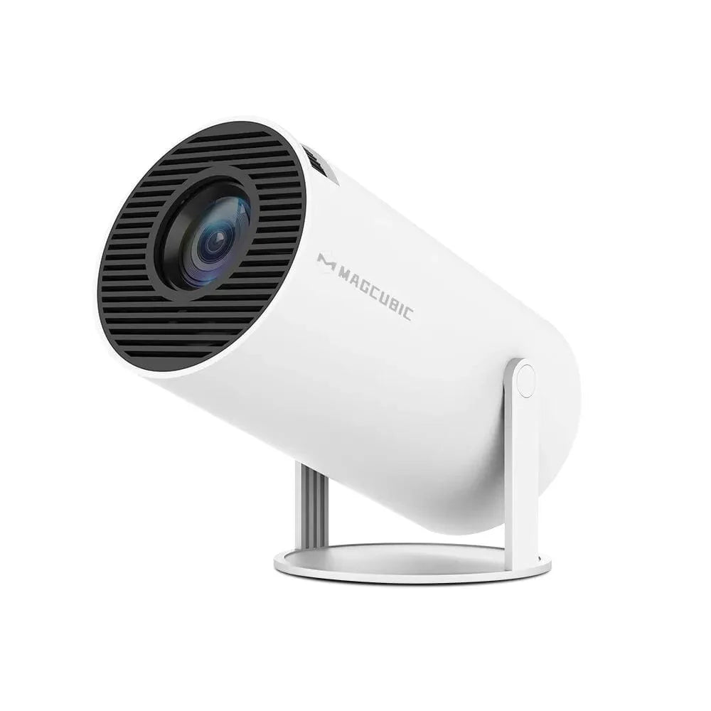 Magcubic HY300 PRO 4K Android 11 projector showing vibrant home cinema display with dual WiFi6 connectivity and 1080p resolution
