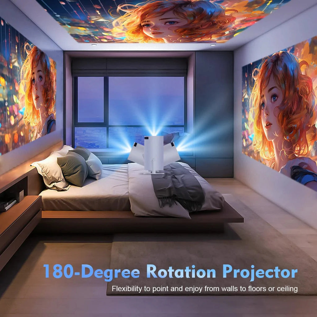Magcubic HY300 PRO 4K Android 11 projector displaying vibrant home cinema image with dual WiFi6 connectivity and 1080p resolution.