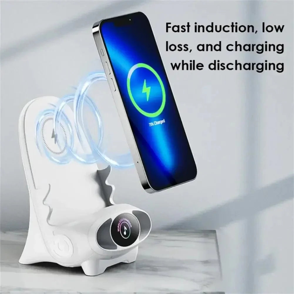 VIKEFON Magnetic Wireless Charger by SHOWLU FASHION STORE, 15W fast charging stand with mini chair design for phones and tablets.