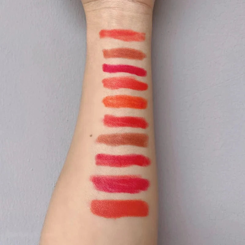 Showlu Fashion vegan lipstick set with velvet matte finish, waterproof lip glosses in a custom gift box, private label makeup kit.