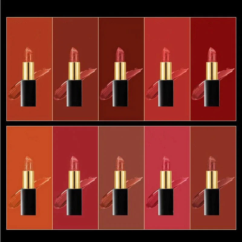 Showlu Fashion vegan lipstick set with velvet matte waterproof lip glosses in a custom gift box, featuring natural, vibrant shades.