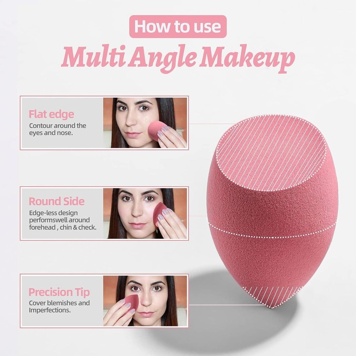 Colorful BS-MALL makeup sponge set with 7 non-latex beauty blenders and case, including a pink mini sponge for liquid, cream, and powder.