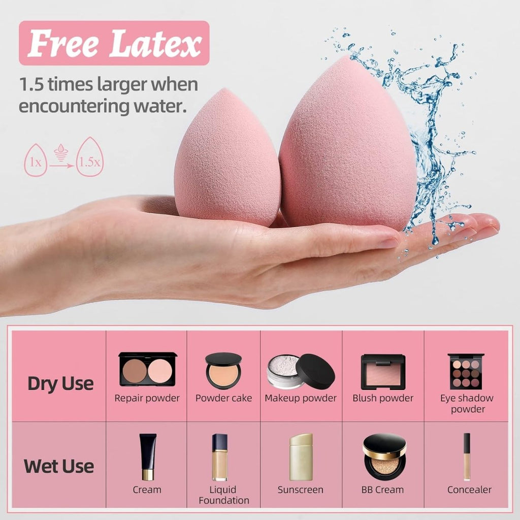 Set of 7 BS-MALL makeup sponges in various colors with one mini blender, non-latex beauty blenders for liquid, cream, and powder.
