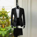 Men's slim fit velvet floral tuxedo by SHOWLU FASHION STORE, featuring a jacket and pants for formal or groom attire.