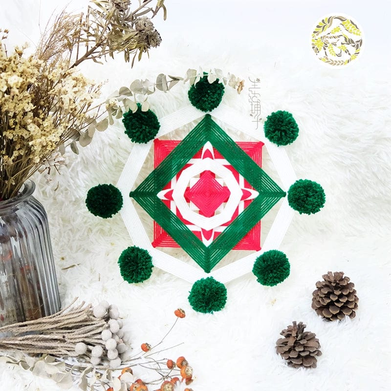 Wool mandala wall hanging decoration with intricate winding design, ideal for Christmas decor from Showlu Fashion.
