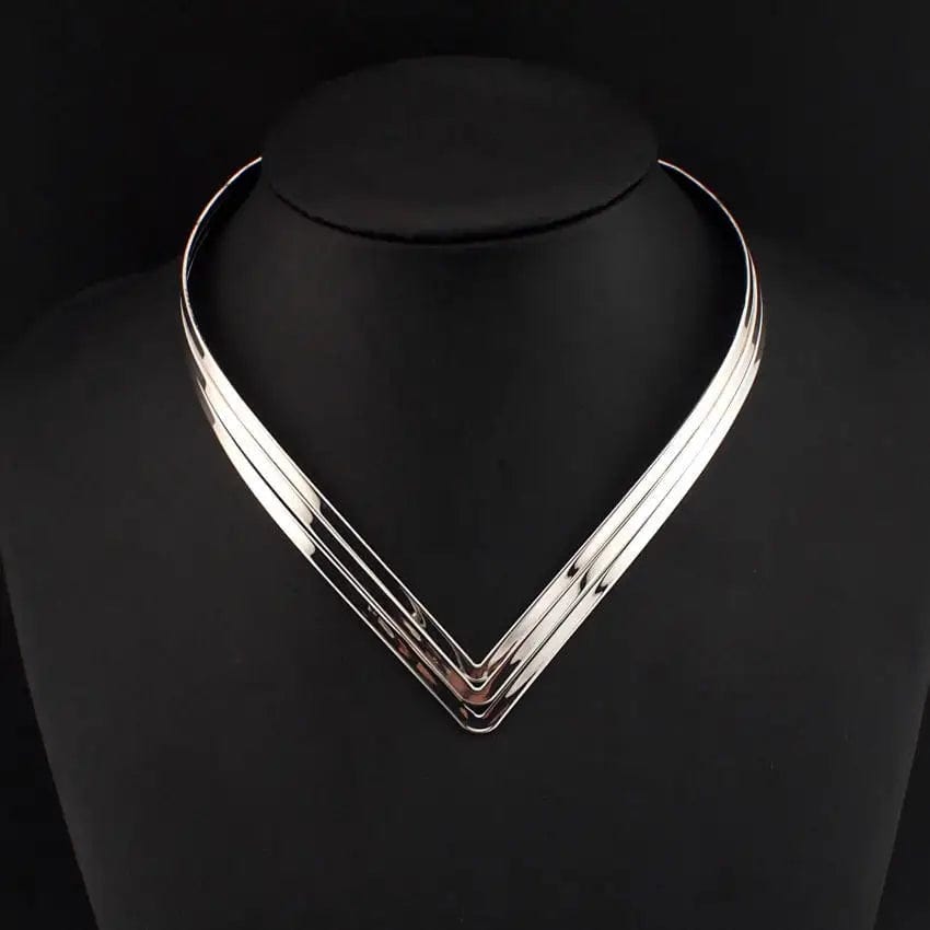MANILAI North Africa Torques Collar Chokers Fashion 3 Layer Bright Metal Weld Bib Women Necklaces Statement Jewelry CE2524 - SHOWLU FASHION STORE