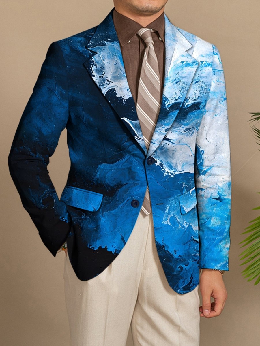 Men's SHOWLU polyester blazer with mature style, regular fit, button details, and casual yet business-appropriate design.