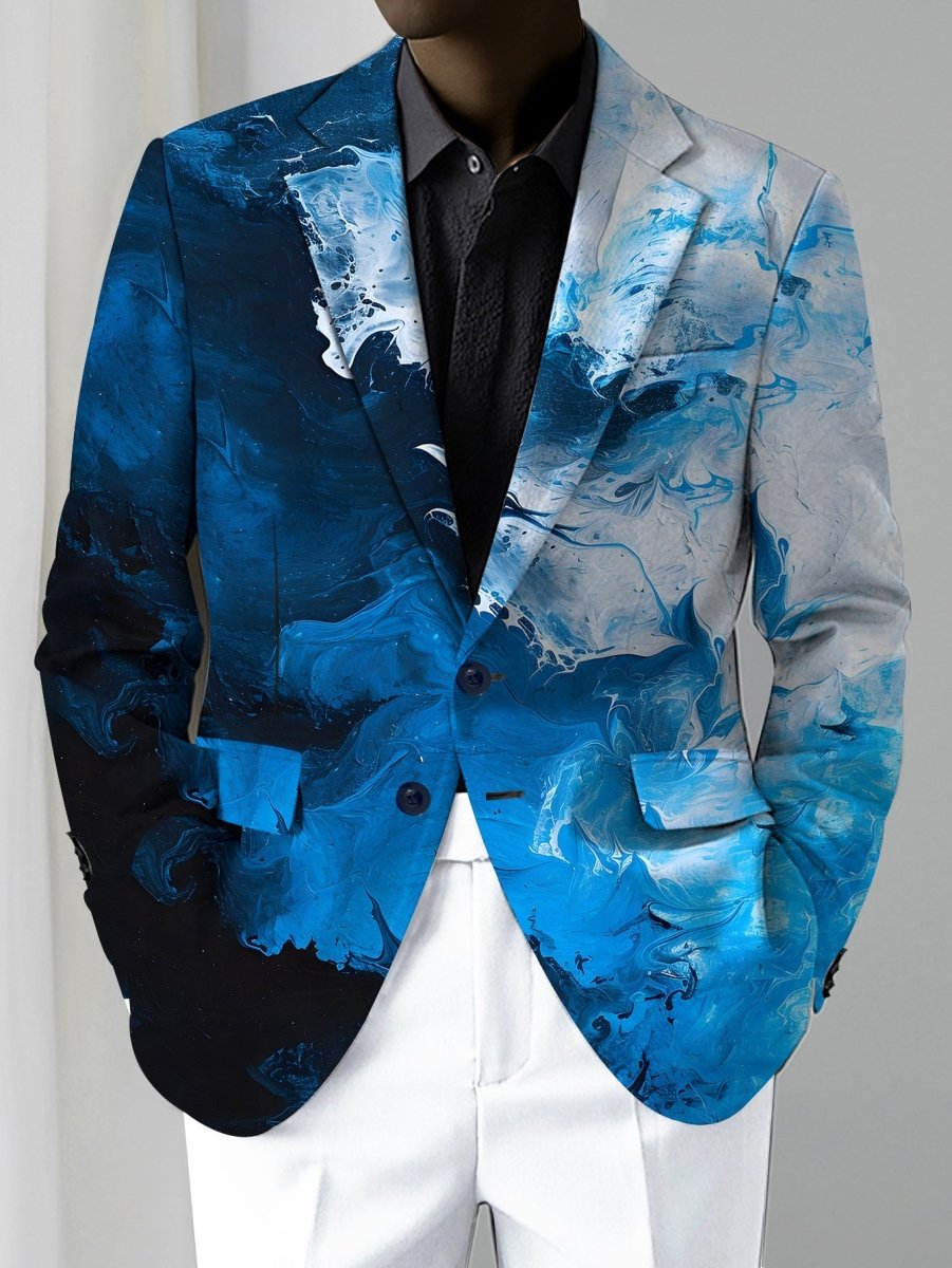 SHOWLU men's mature style polyester blazer with button details, regular fit suit jacket in stretch fabric, suitable for casual or business wear.