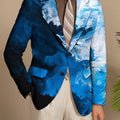 Showlu men's mature style polyester blazer with button details, regular fit, casual and business suit jacket, all-season stretch fabric.