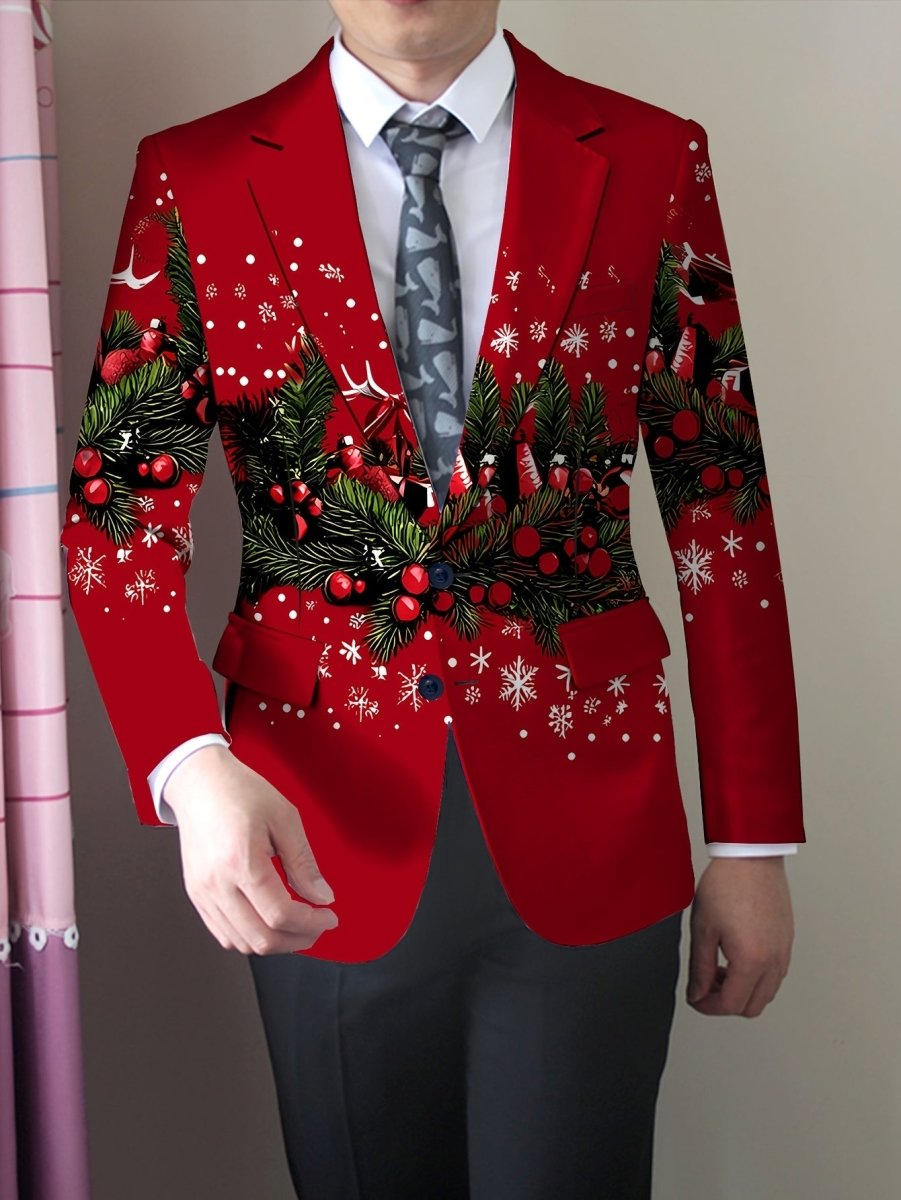 SHOWLU FASHION men's skinny fit polyester blazer with random print, long sleeves, lapel collar, suitable for all seasons.