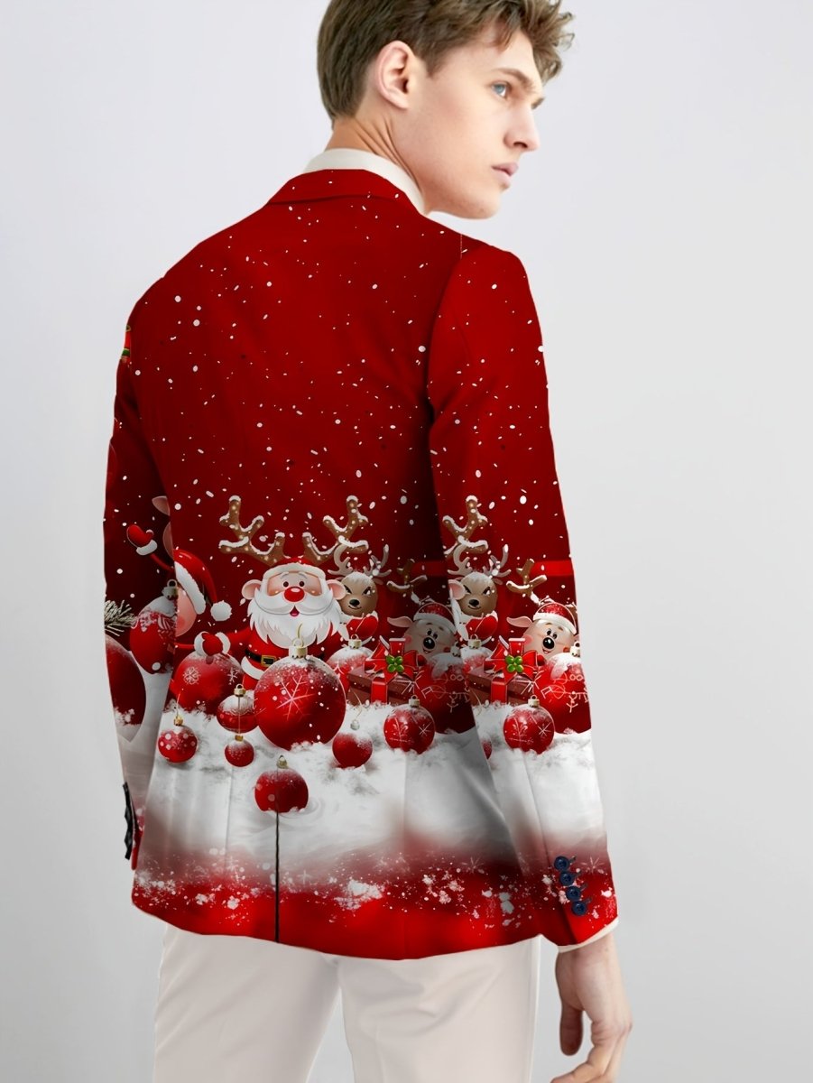 SHOWLU FASHION men's skinny fit polyester blazer with a unique print, lapel collar, long sleeves, and all-season wear.