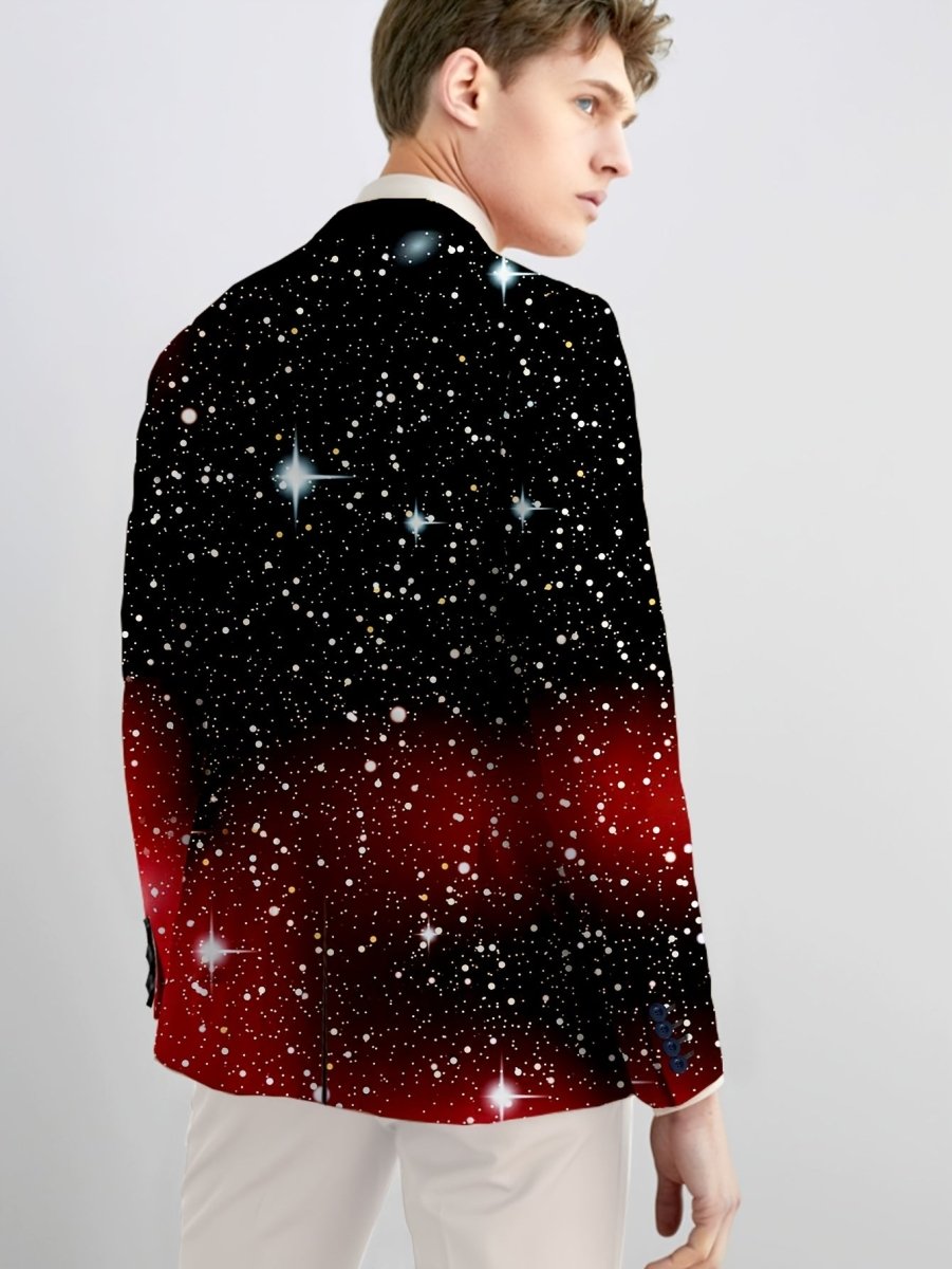 SHOWLU FASHION men's skinny fit polyester blazer with random print, long sleeves, lapel collar, suitable for all seasons.
